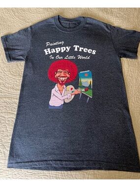 Bob Ross Happy Trees Graphic Short Sleeve Tee - Dark Charcoal